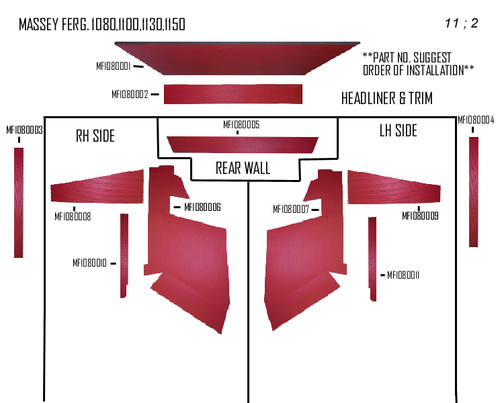 UM83130     Cab Kit With Headliner---Red---1080, 1100, 1130, 1150